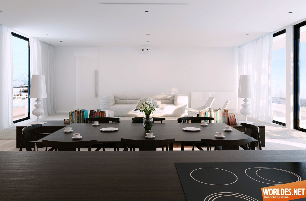 дизайн столовой, дизайн интерьера столовой комнаты, столовые комнаты, интерьеры столовых комнаты, столовые комнаты в белом цвете