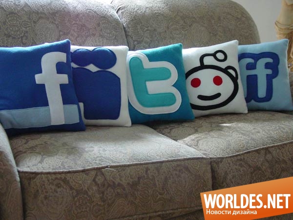 социальные подушки, соц подушка, подушка, дизайн подушки, молодежная подушка, twitter подушка, facebook подушка, подушка facebook, подушка twitter