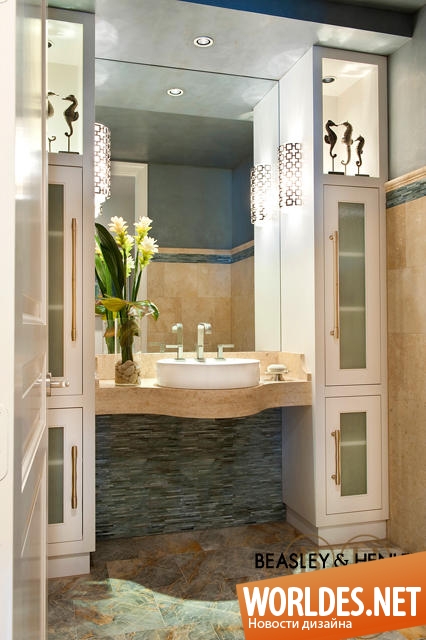 дизайн ванной комнаты, дизайн ванной, ванная комната в синих тонах, современные ванные комнаты