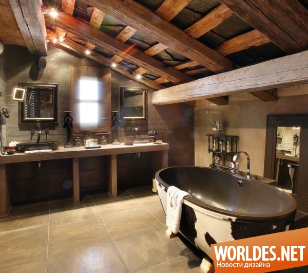 дизайн ванной комнаты, дизайн ванной комнаты в деревенском стиле, ванная комната в деревенском стиле, оригинальная ванная комната