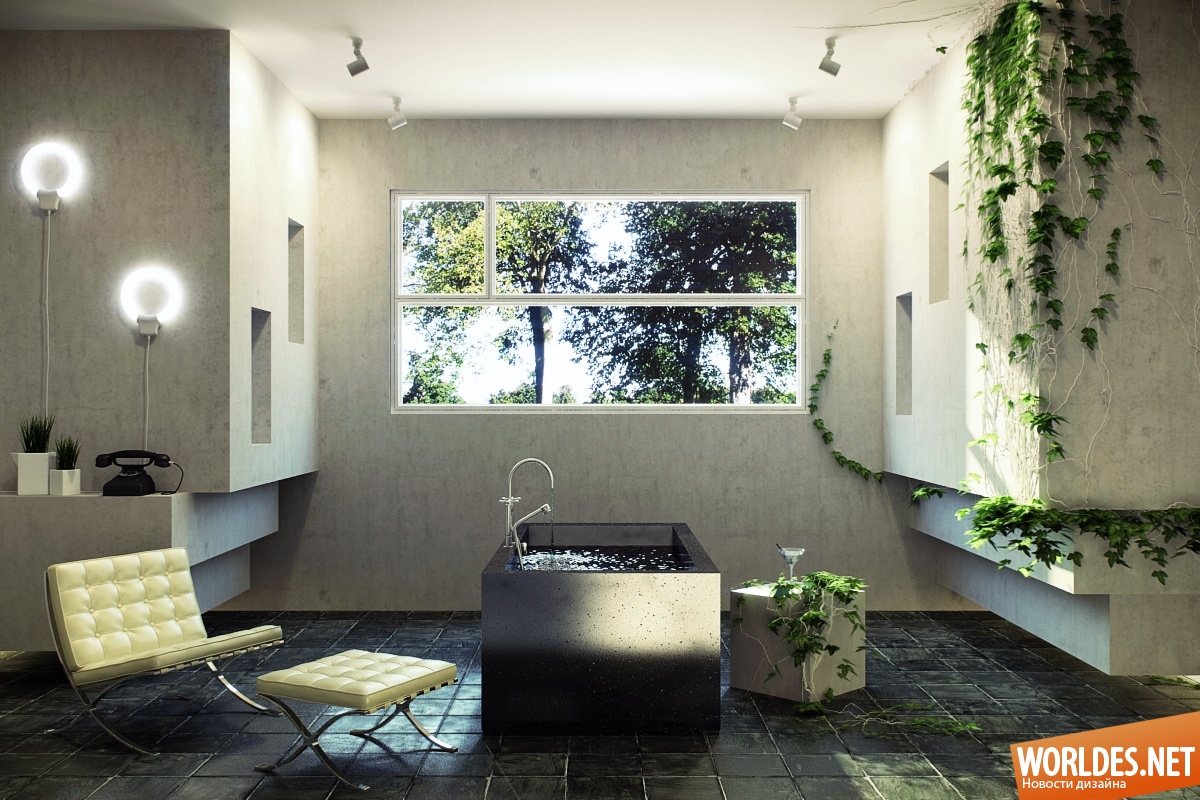дизайн ванных комнат, ванные комнаты, красивые ванные комнаты, ванные комнаты с видом на природу, оригинальные ванные комнаты