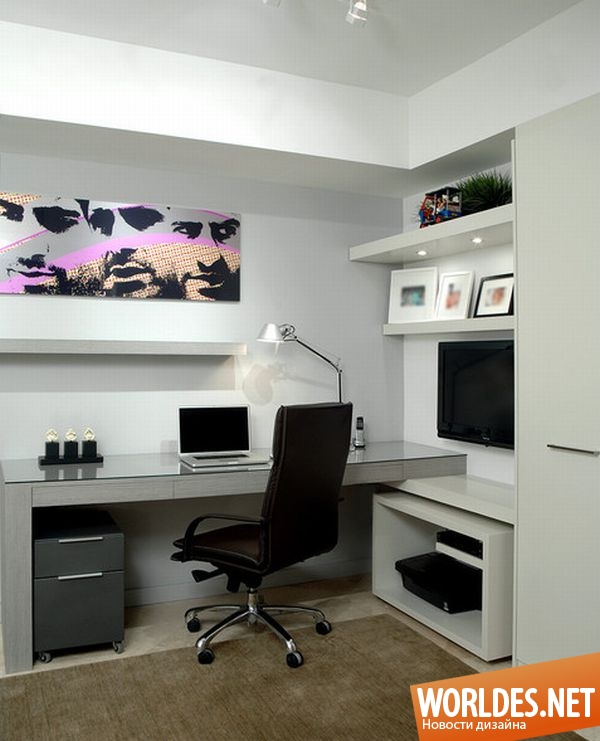 дизайн интерьеров, дизайн интерьера домашнего офиса, домашний офис, современный домашний офис