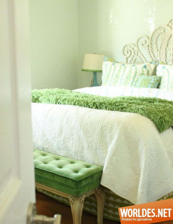 дизайн интерьеров, дизайн интерьера спален, спальни, свежие интерьеры спален, спальни в зеленых оттенках