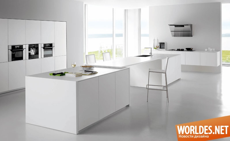 дизайн кухонь, современные кухни, белые кухни, кухни в белых цветах, светлые кухни, красивые кухни