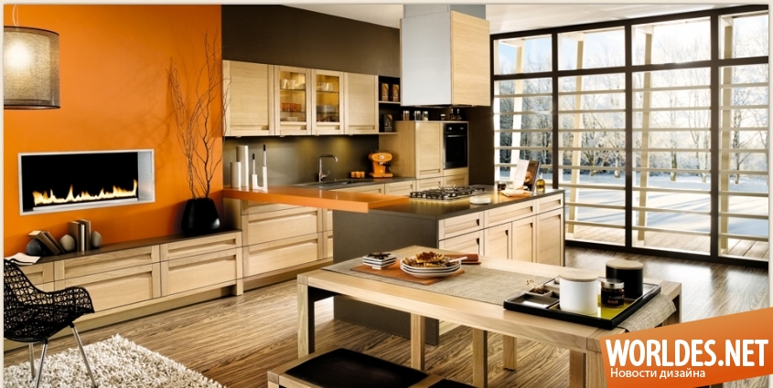 дизайн кухонь, современные кухни, яркие кухни, оранжевые кухни, кухня оранжевого цвета, стильные кухни