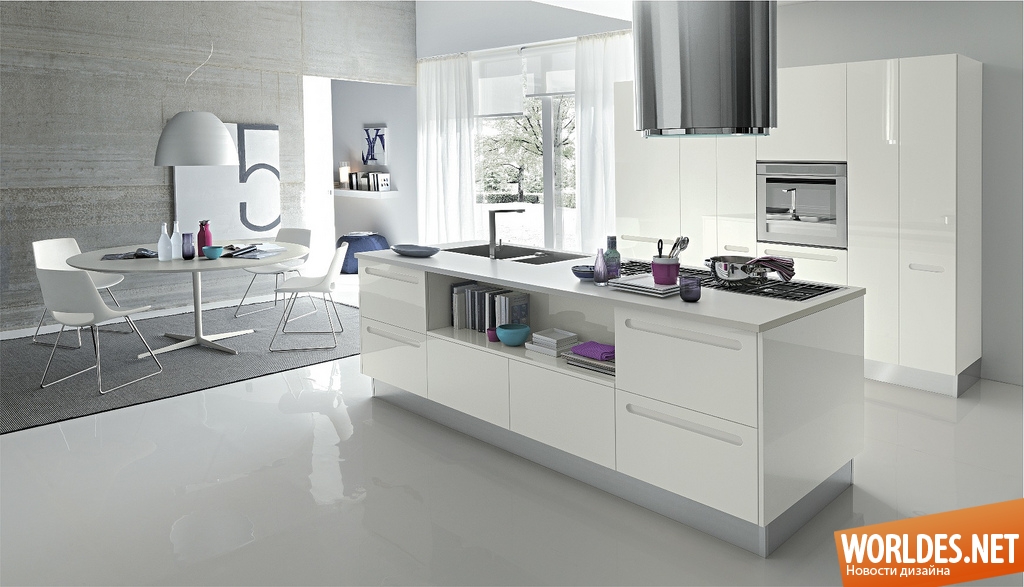 дизайн кухонь, современные кухни, кухни открытого плана, стильные кухни, светлые кухни, белые кухни
