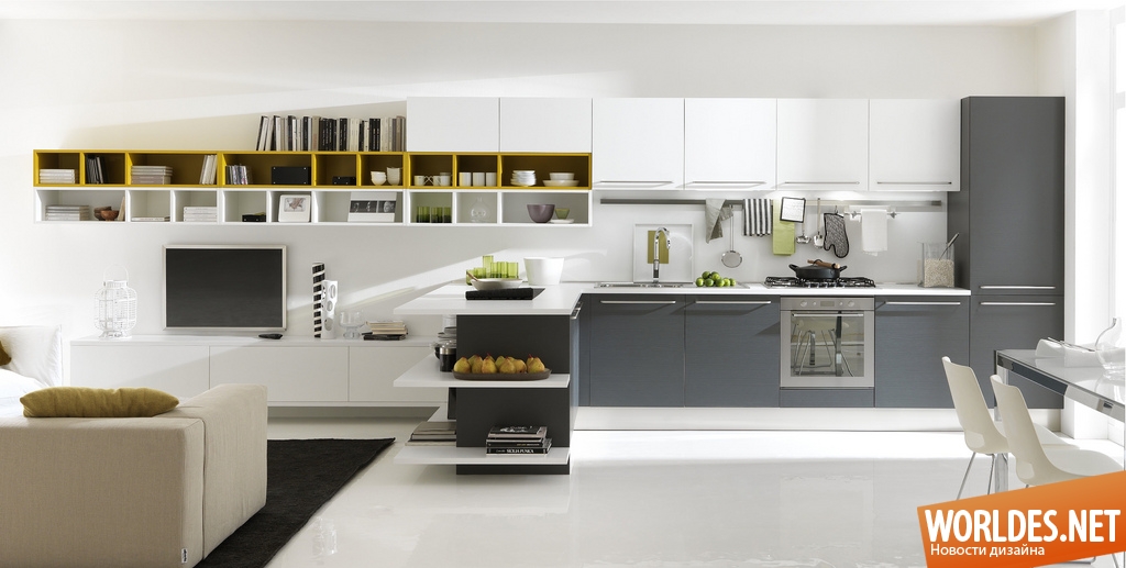 дизайн кухонь, современные кухни, кухни открытого плана, стильные кухни, светлые кухни, белые кухни