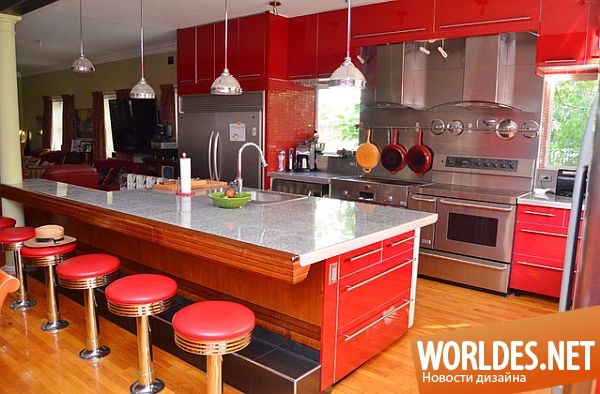 дизайн кухонь, кухни, современные кухни, кухни в красном цвете, стильные кухни, красивые кухни