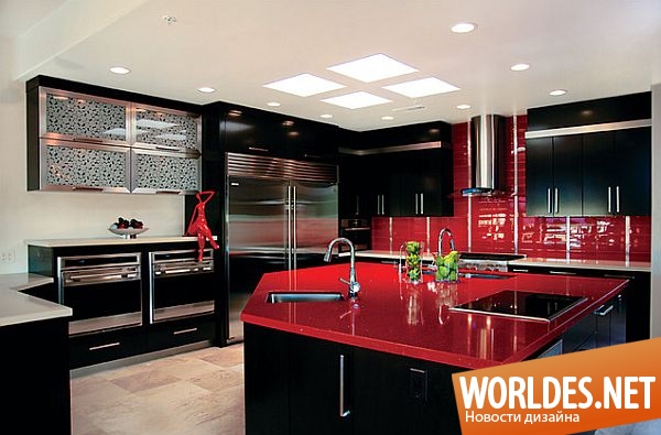 дизайн кухонь, кухни, современные кухни, кухни в красном цвете, стильные кухни, красивые кухни