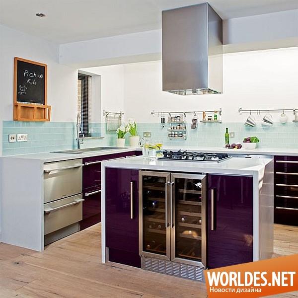 дизайн кухни, стильные кухни, современные кухни, красивые кухни, фиолетовые кухни, кухни в фиолетовых оттенках