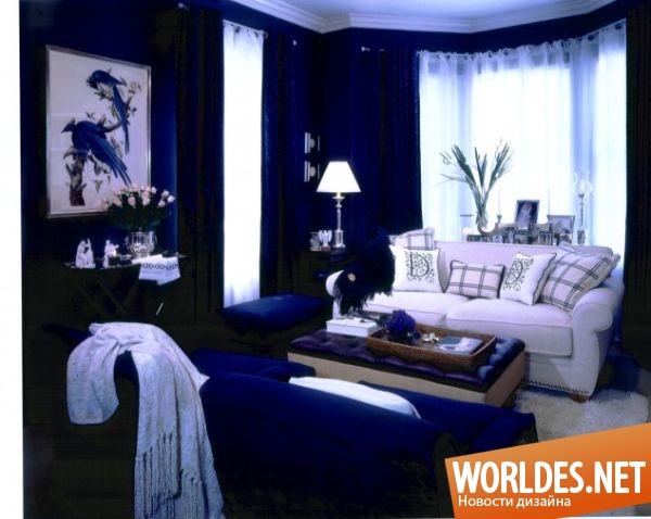 дизайн интерьера гостиной, гостиные комнаты, гостиные в синем цвете, синие гостиные комнаты