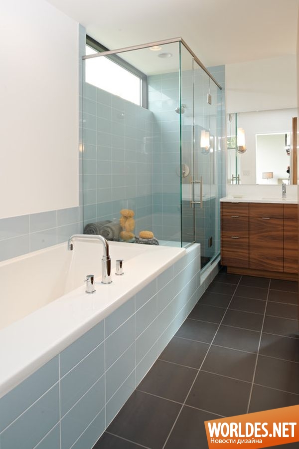 дизайн ванной комнаты, современная ванная комната, ванная комната в синем цвете, ванные комнаты в синих оттенках
