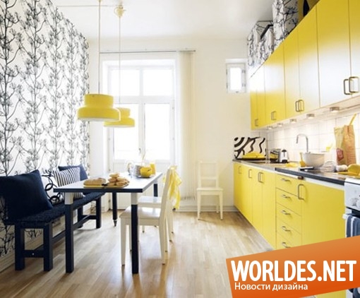дизайн кухонь, современные кухни, солнечные кухни, желтые кухни, светлые кухни, яркие кухни