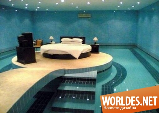 дизайн бассейна, современный бассейн, бассейн возле кровати