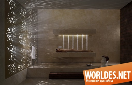 дизайн душа, дизайн ванной комнаты, душевая, горизонтальный душ, современный душ, роскошный душ