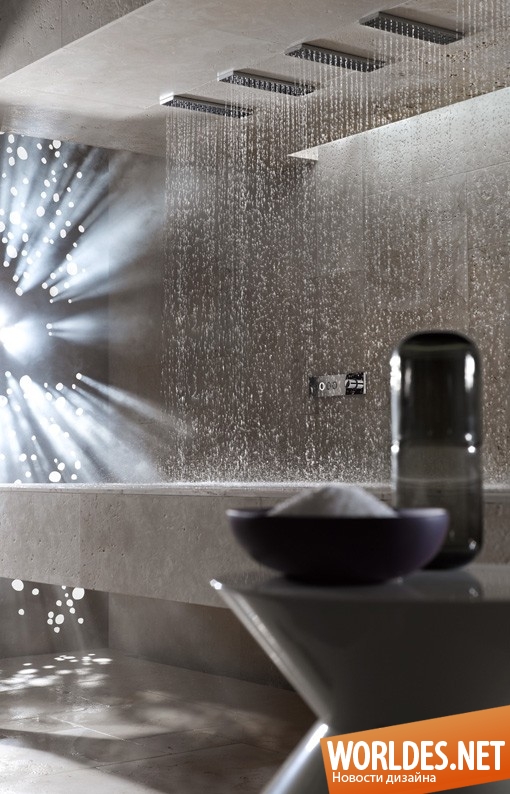 дизайн душа, дизайн ванной комнаты, душевая, горизонтальный душ, современный душ, роскошный душ