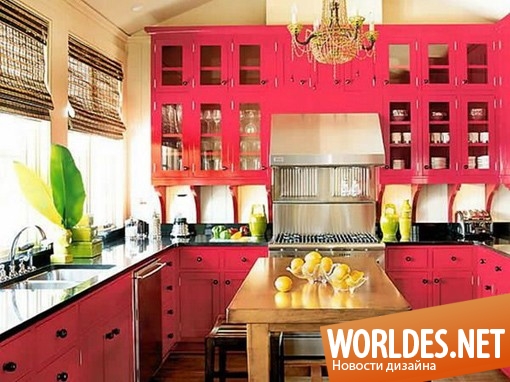 дизайн кухонь, современные кухни, яркие кухни, малиновые кухни, стильные кухни, модные кухни