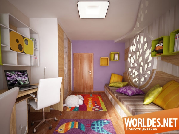 дизайн детской комнаты, яркая детская комната, современная детская комната, цветная детская комната, функциональная детская комната, красивая детская комната