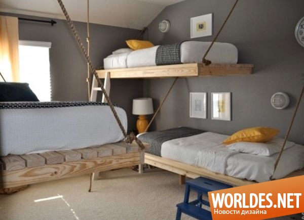 дизайн кроватей, дизайн мебели, оригинальные кровати, висячие кровати, подвешенные кровати