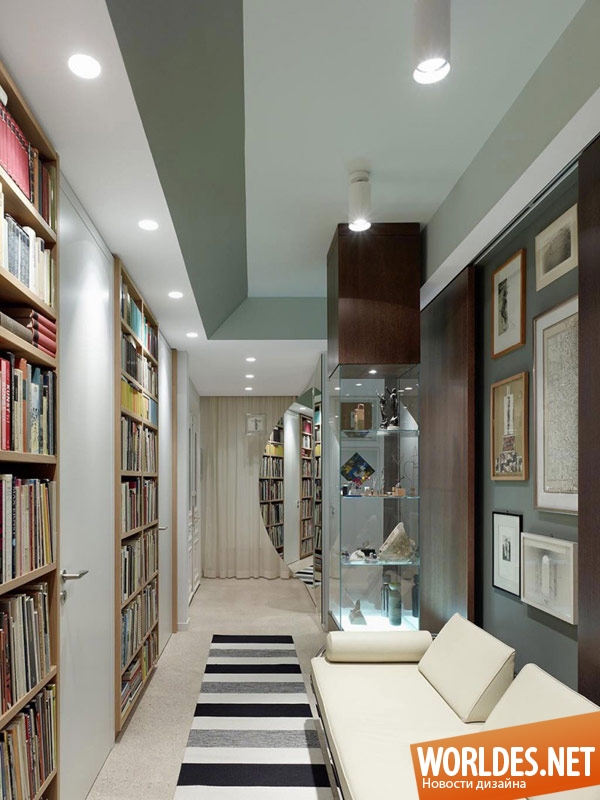 дизайн интерьеров, интерьер квартиры, очаровательная квартира, интересная квартира, картины и книги в квартире