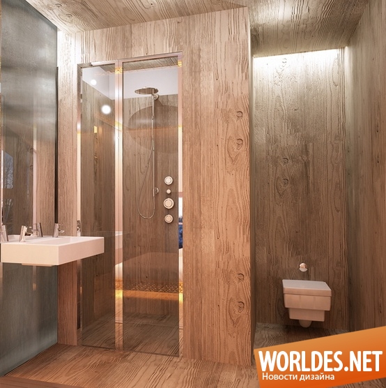 дизайн ванной комнаты, ванные комнаты, ванные комнаты с деревянной мебелью, уютные ванные комнаты