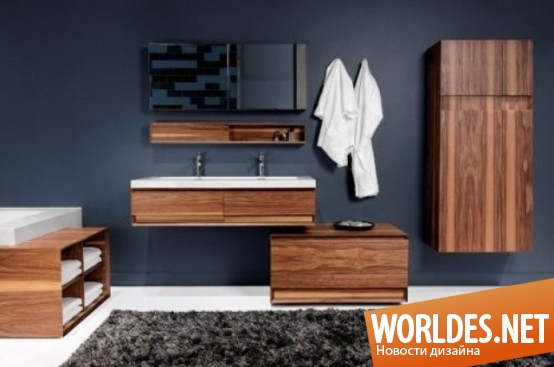 дизайн ванной комнаты, ванные комнаты, ванные комнаты с деревянной мебелью, уютные ванные комнаты