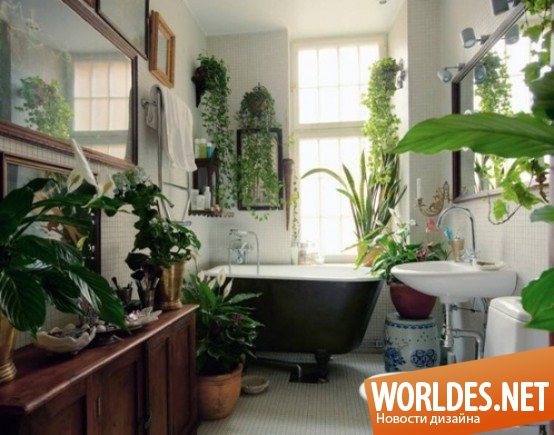 ванные комнаты, современные ванные комнаты, стильные ванные комнаты, живые цветы в ванной комнате