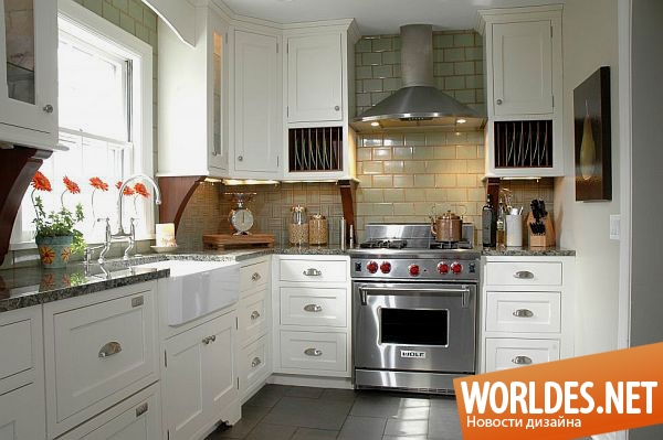 дизайн кухонь, современные кухни, нестандартное оформление кухонь, нетрадиционные кухни, интересная плитка в кухне