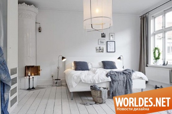 дизайн спален, спальни в скандинавском стиле, оформление спален в скандинавском стиле, светлые спальни