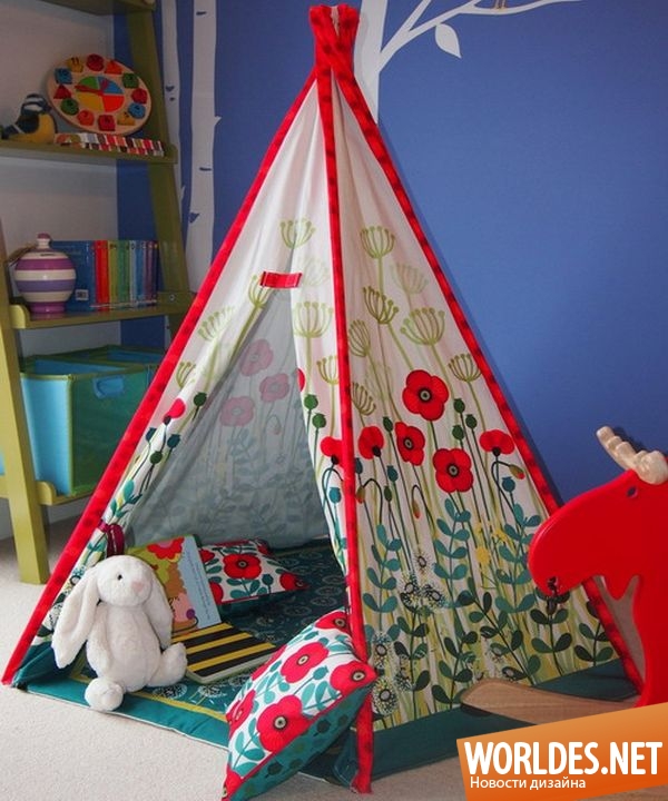 дизайн детской комнаты, палатки для детской комнаты, интересные палатки для детской комнаты, яркие палатки для детской комнаты