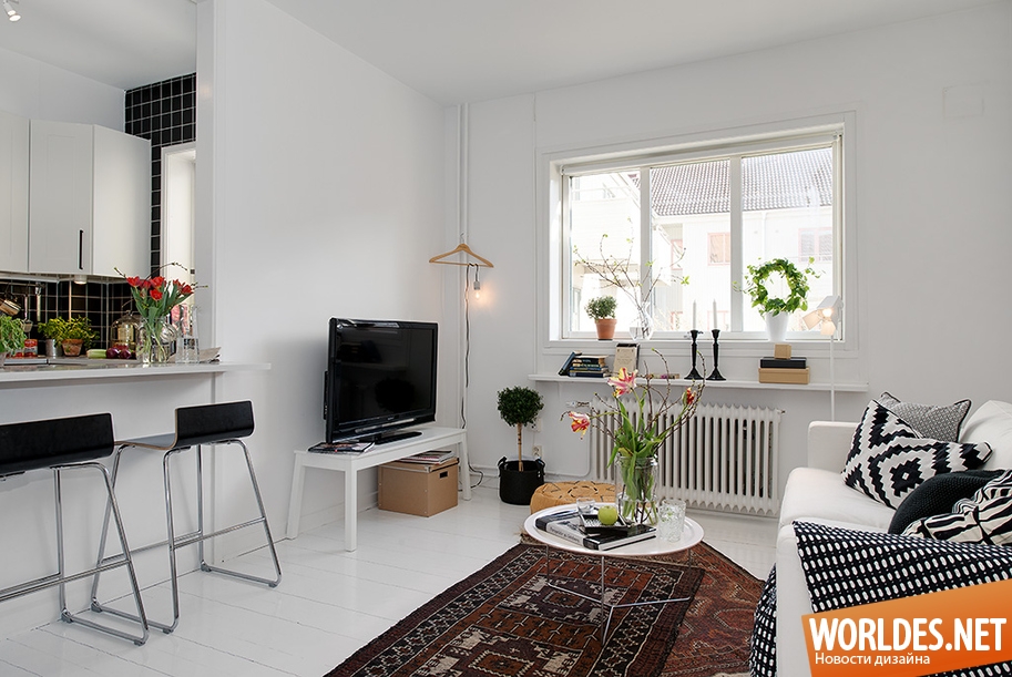 дизайн квартиры, небольшая квартира, светлая квартира, элегантная квартира, квартира в скандинавском стиле, уютная квартира