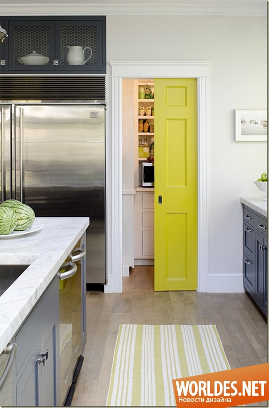 дизайн кухни, серая кухня, свежая кухня, серая кухня со свежими цветовыми акцентами