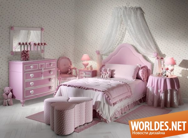 стильные комнаты для девочек, комнаты для девочек в розовом цвете, розовые комнаты для девочек