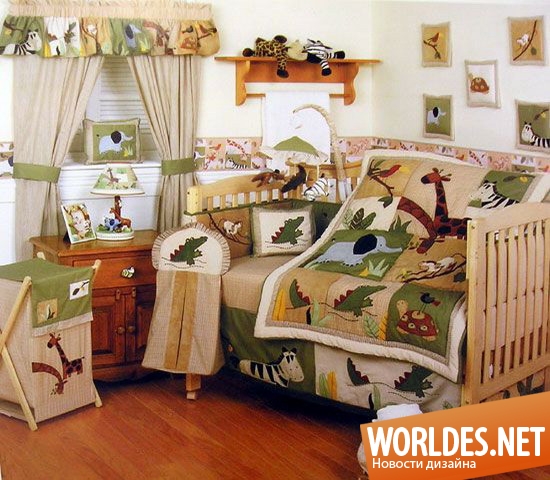 дизайн детских комнат, интересные детские комнаты, детские комнаты в стиле джунглей, тематика джунглей в детских комнатах