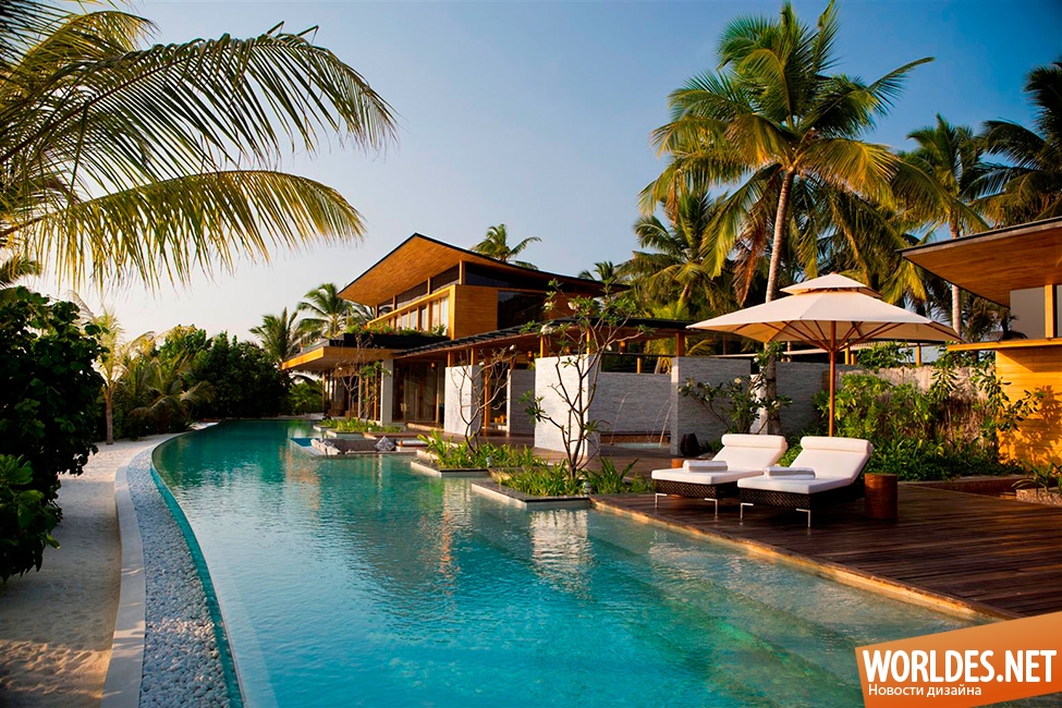 дизайн курорта, курорт на Мальдивах, курортные виллы, впечатляющие виллы
