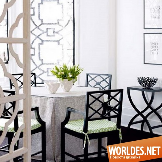 дизайн столовых комнат, столовые комнаты, черно-белые столовые, столовые с традиционным дизайном