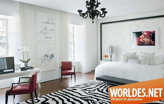 дизайн спален, спальни в черно-белом цвете, дизайнерские спальни, стильные спальни, черно-белые спальни