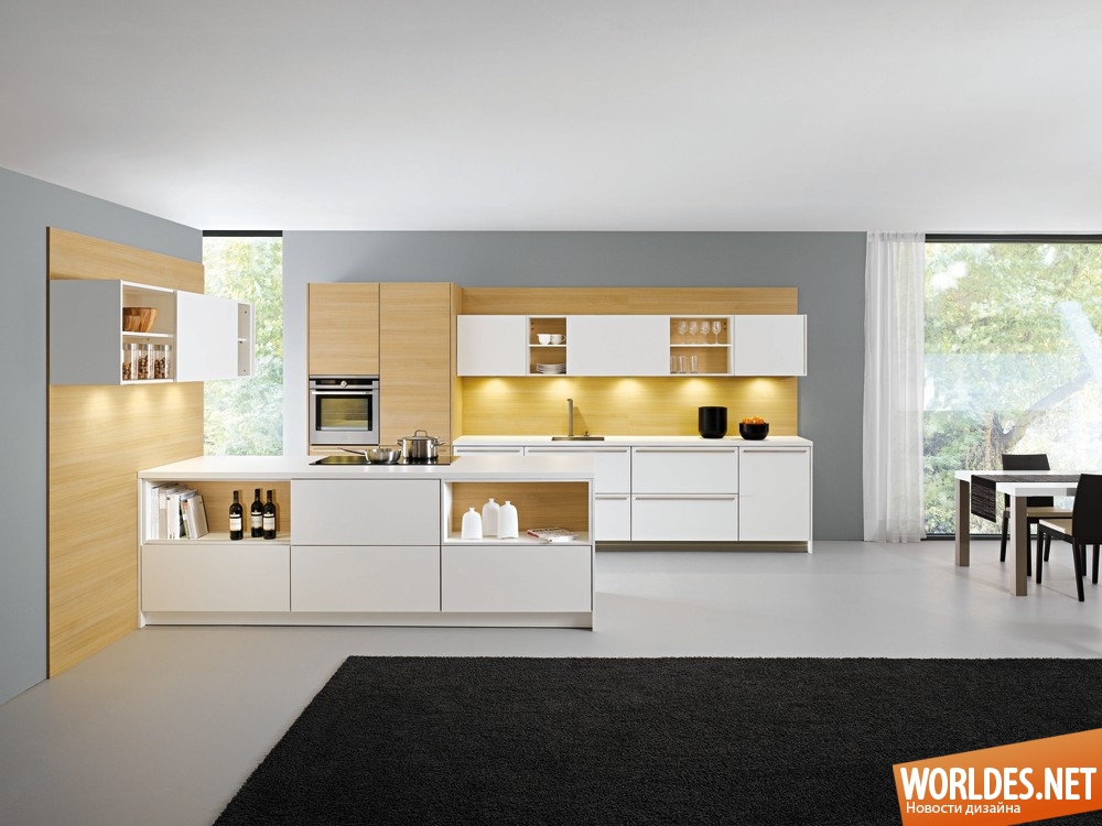 кухонные шкафы с освещением, освящающие кухонные шкафы, современные кухни, светлые кухни, стильные кухни
