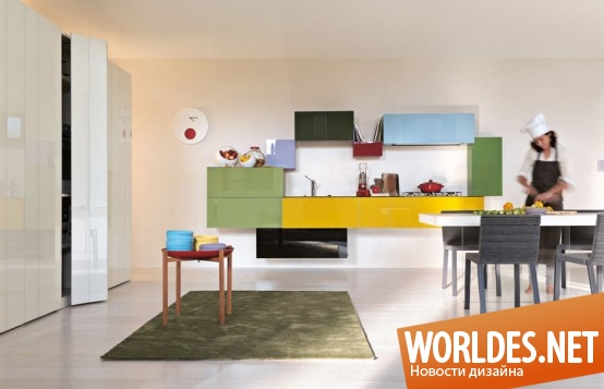 красочная кухонная мебель, красочные кухни, красочная мебель для кухни, современная мебель, современные кухни