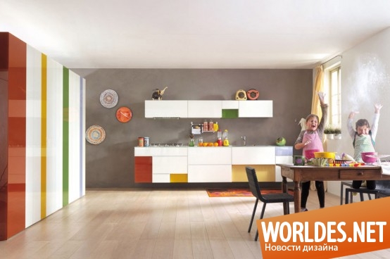 красочная кухонная мебель, красочные кухни, красочная мебель для кухни, современная мебель, современные кухни