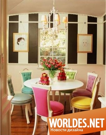 дизайн столовой, яркие столовые, красочные столовые, интересные столовые