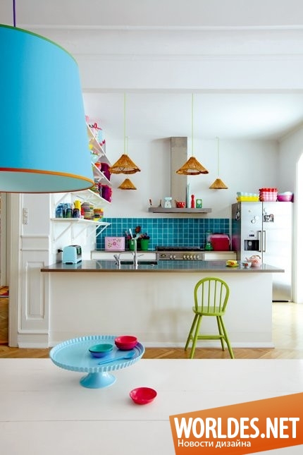дизайн кухонь, яркие кухни, красочные кухни, стильные кухни, интересные кухни