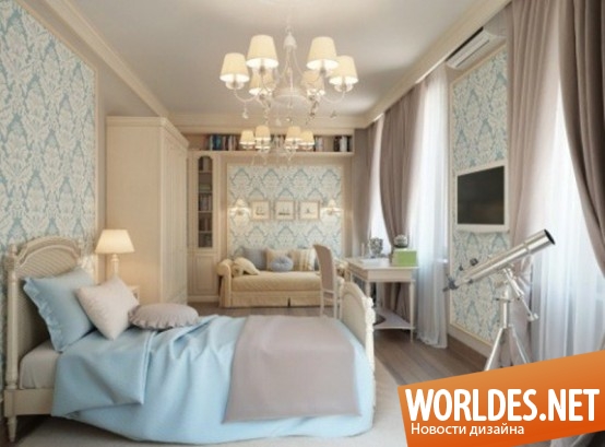 дизайн спален, красивые спальни, спальни в синих и серых цветах, спальни в сером и синем цвете, современные спальни