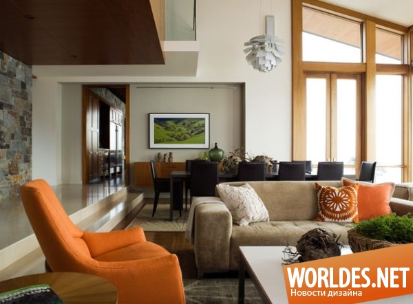 дизайн интерьеров, оранжевые акценты в интерьере, интерьер с оранжевыми элементами, стильные интерьеры