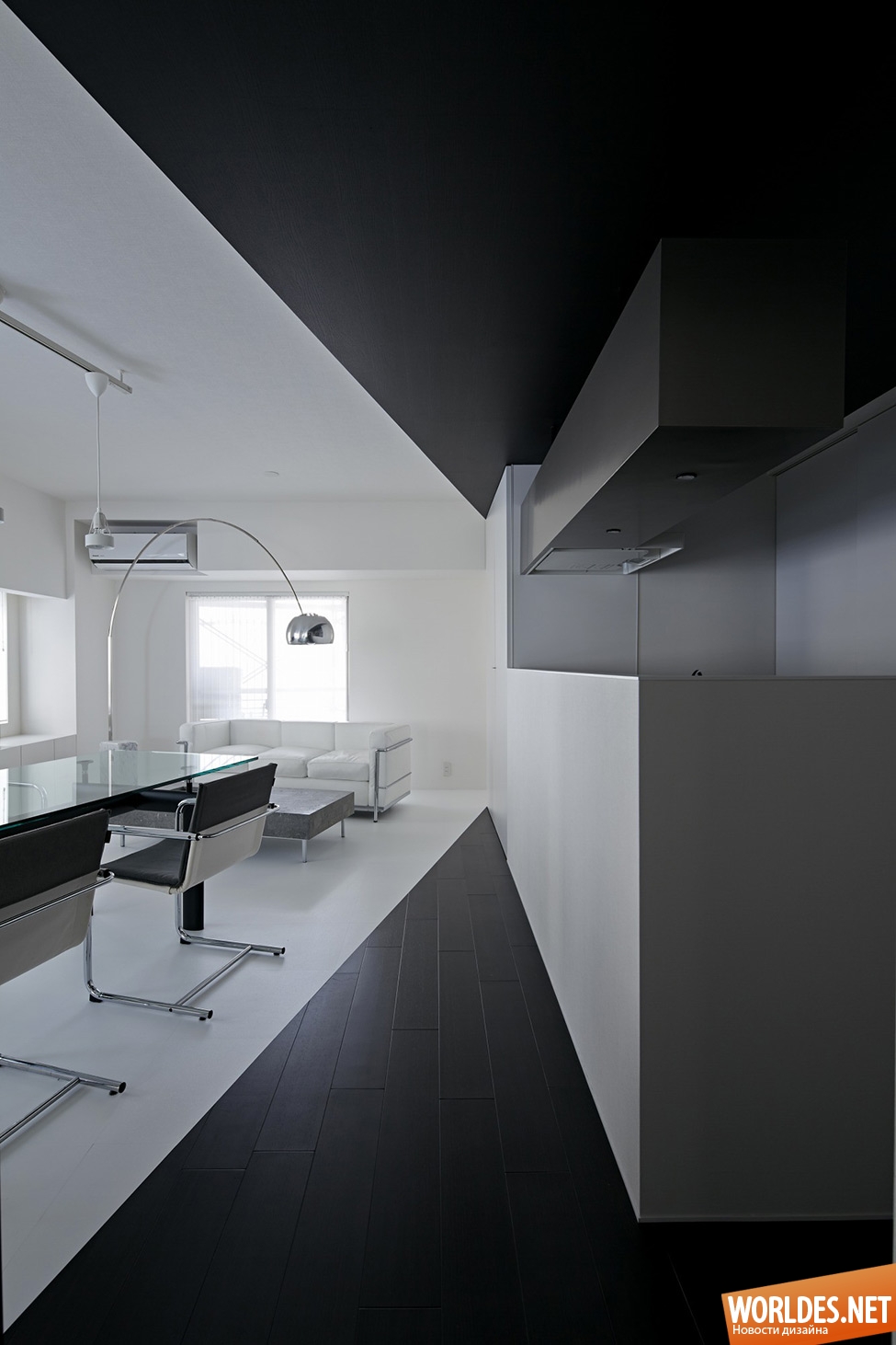 дизайн дома, дизайн квартиры, современная квартира, черно-белая квартира, практичная квартира, функциональная квартира