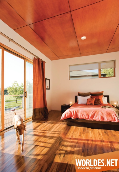 дизайн спален, современные спальни, яркие спальни, спальни с оранжевыми акцентами