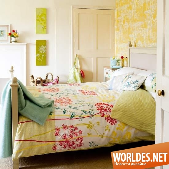 дизайн интерьера спальни, веселые спальни, яркие спальни, стильные спальни, уютные спальни