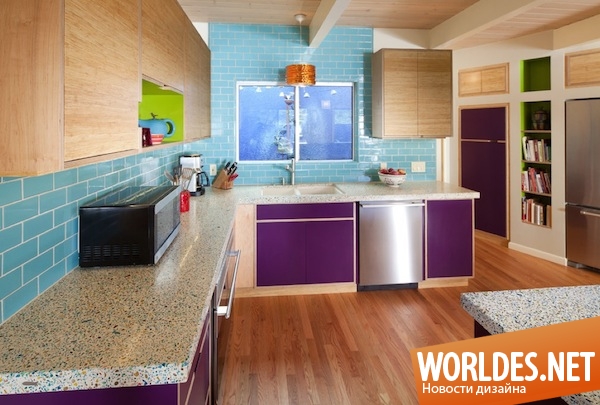 дизайн кухонь, кухни с цветными шкафами, яркие кухни, цветные кухни, стильные кухни