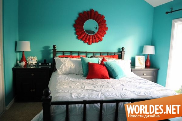 спальни, цветовые сочетания спален, интересные цветовые сочетание для спальни, дизайн интерьера спальни