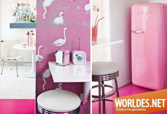 яркие апартаменты, современные апартаменты, апартаменты с розовым интерьером, интерьер в розовом цвете